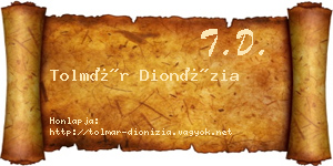 Tolmár Dionízia névjegykártya